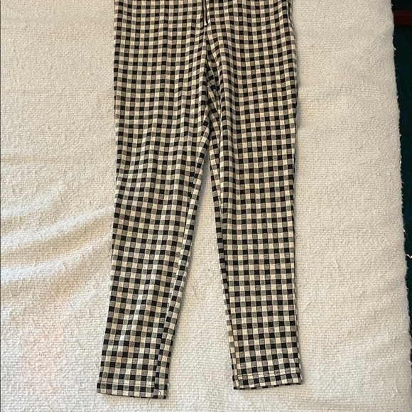 ZARA Black and White Checkered Stretch Pants SZ M Zipper Front - Picture 2 of 14